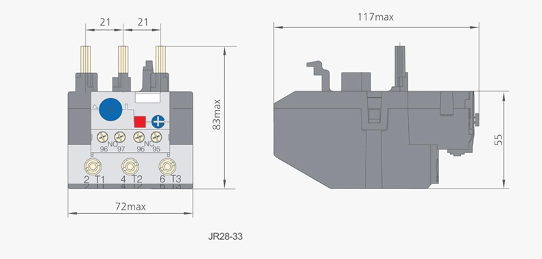 Jr28 (LR2) Thermal Overload Relay 1no+1nc Adjustable Thermal Relay for Cjx2 AC Contactor