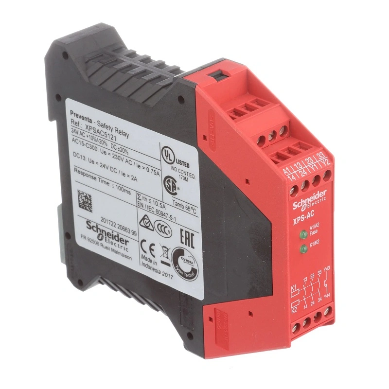 Brand New Schnei-Der Xpsac5121 Emergency Stop Relay 24VAC/DC 2.5A 3no DIN Rail Screw Clamp XPS-AC Series Good Price